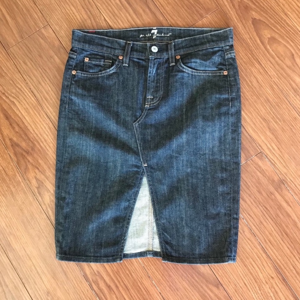 New Sexy 7 For All Mankind Pencil Denim Jean Skirt Size 27 - Picture 2 of 8